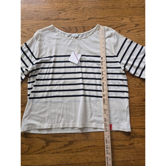 Kule Top Womens Size XL Beige Blue Striped Boxy Short Sleeve Nautical NWT - Picture 6 of 7